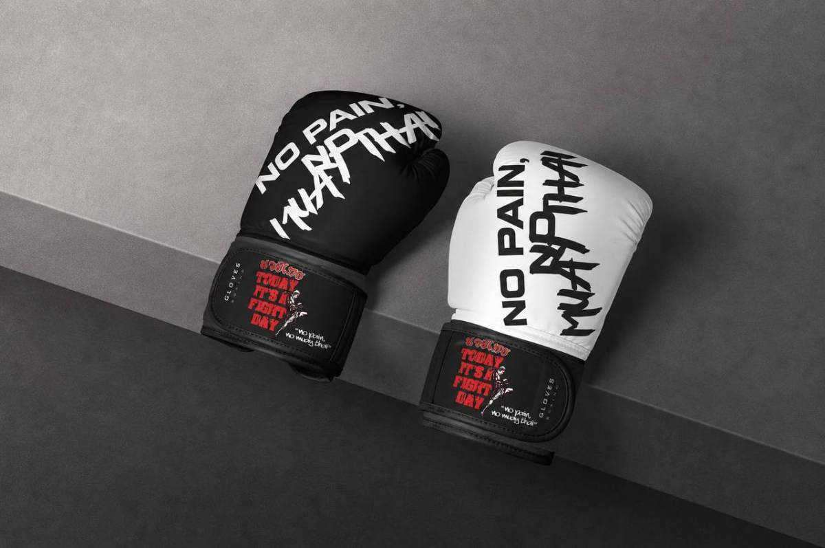Gants Olimpboxe No Pain No Muay Thai, noir et blanc