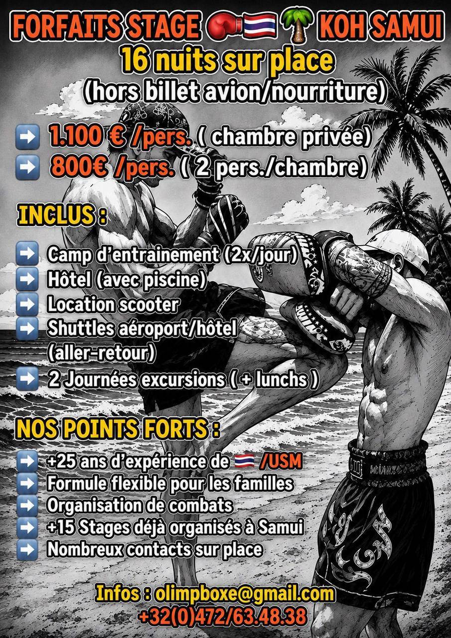 Forfaits du stage Koh Samui : tarifs et prestations incluses