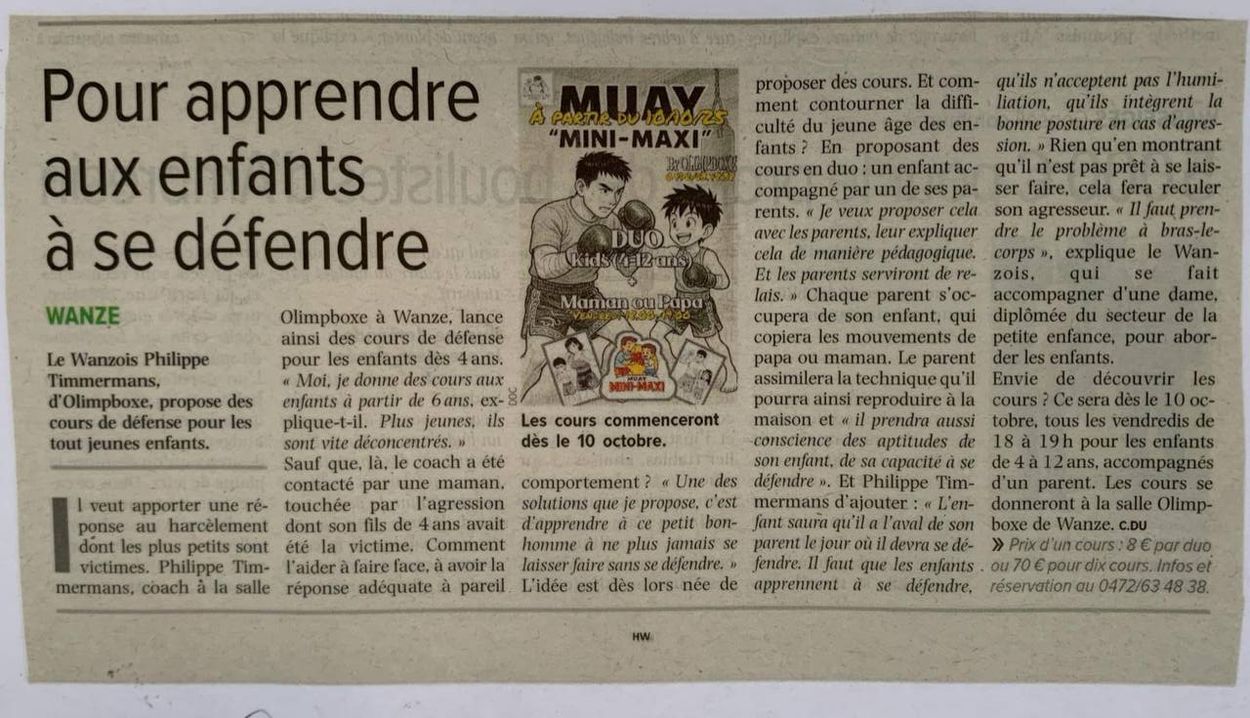 Pour apprendre aux enfants a se defendre — presse locale