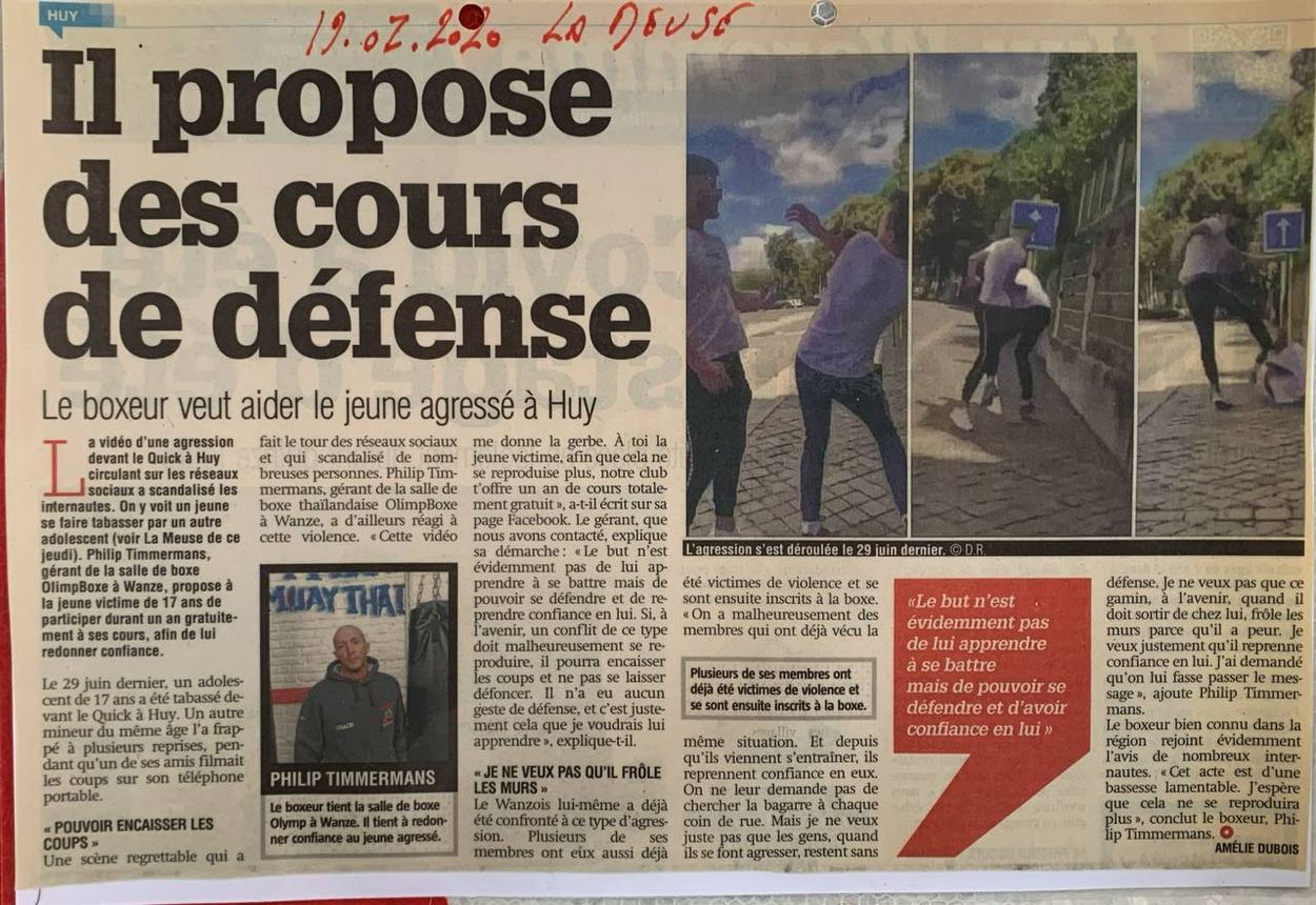 Il propose des cours de defense au jeune agresse a Huy