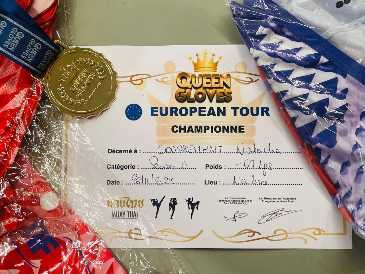 Diplome de championne du Queen Gloves European Tour