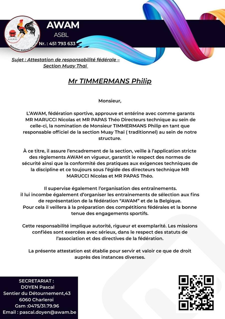 Attestation de responsabilite federale AWAM